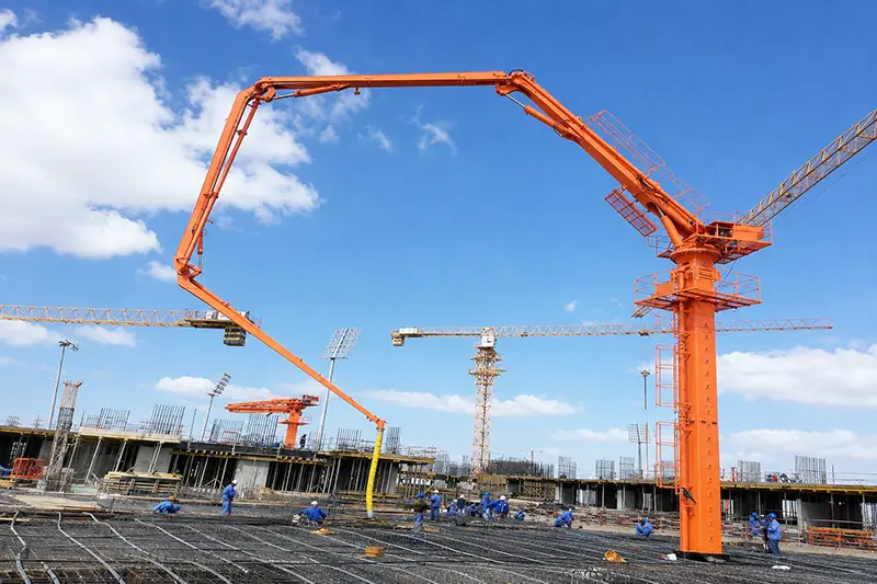 Concrete Placing Boom Operating on a Large Construction Project